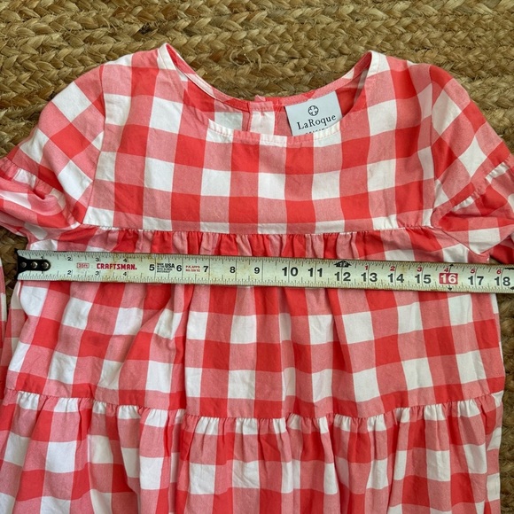 La Roque Small Pink And White Gingham Tiered Bell Sleeve Top - Picture 3 of 6